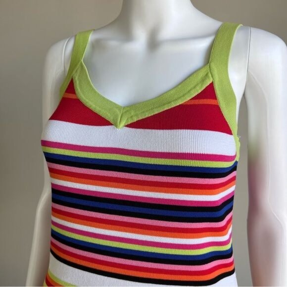 Cyrus Striped Multicolor Sleeveless V-Neck Camisole - M - Picture 4 of 7